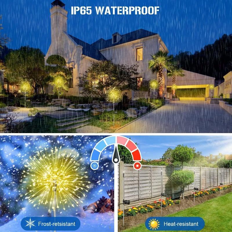 Solar Firework Lights Powered Garden Lighting Outdoor Landscape Lights 200 LED Firework Lawn Lamps Garden Path Decoration