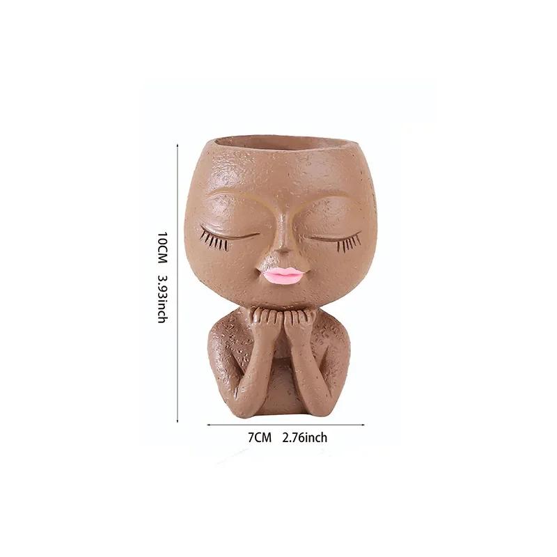 

Горячий смоляной цветочный горшок-орнамент в европейском и американском стиле с закрывающим лицо цветочным горшком, пасторальный цветочный горшок, декоративный орнамент коричневый