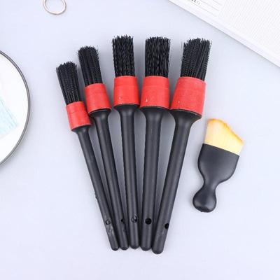 6Pcs Car Detailing Brush Set Fiber Cleaning Brush For Cleaning Wheels Dashboard Air Vent Engine Interior Exterior Wash Kit