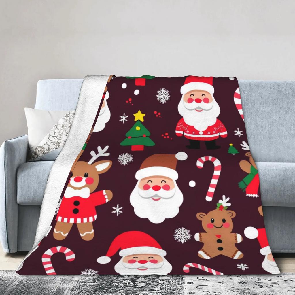 Super Warm Flannel Blanket for Kids and Adults  Airplane Travel Christmas Santa Claus Design Home Bedding Throw Decorative Bed C