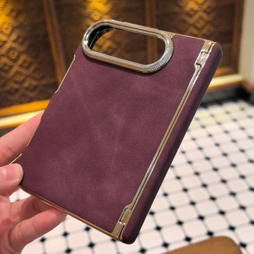 Luxury Lambskin Leather Hinge Protection Matte Phone Case For iPhone Duo Matte Thickened Shockproof Protection Soft Back Cover