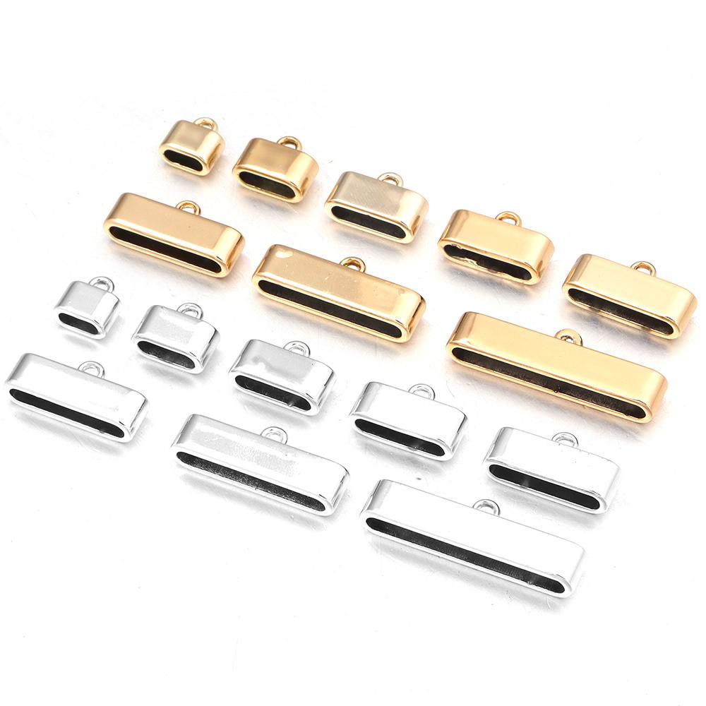 10pcs Alloy Metal End Caps Crimp Beads Clasp DIY Bracelet Necklace Flat Leather Cord End Clasps Connectors for Jewelry Making