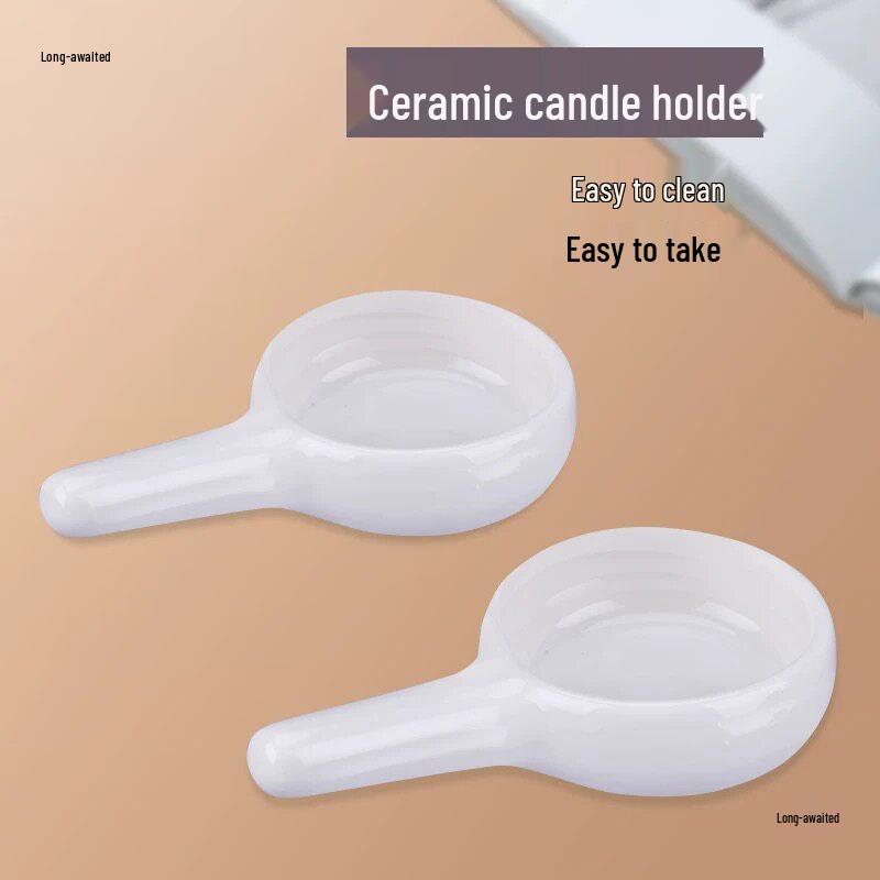 White Ceramic Candle & Incense Burner with Tray and Handle