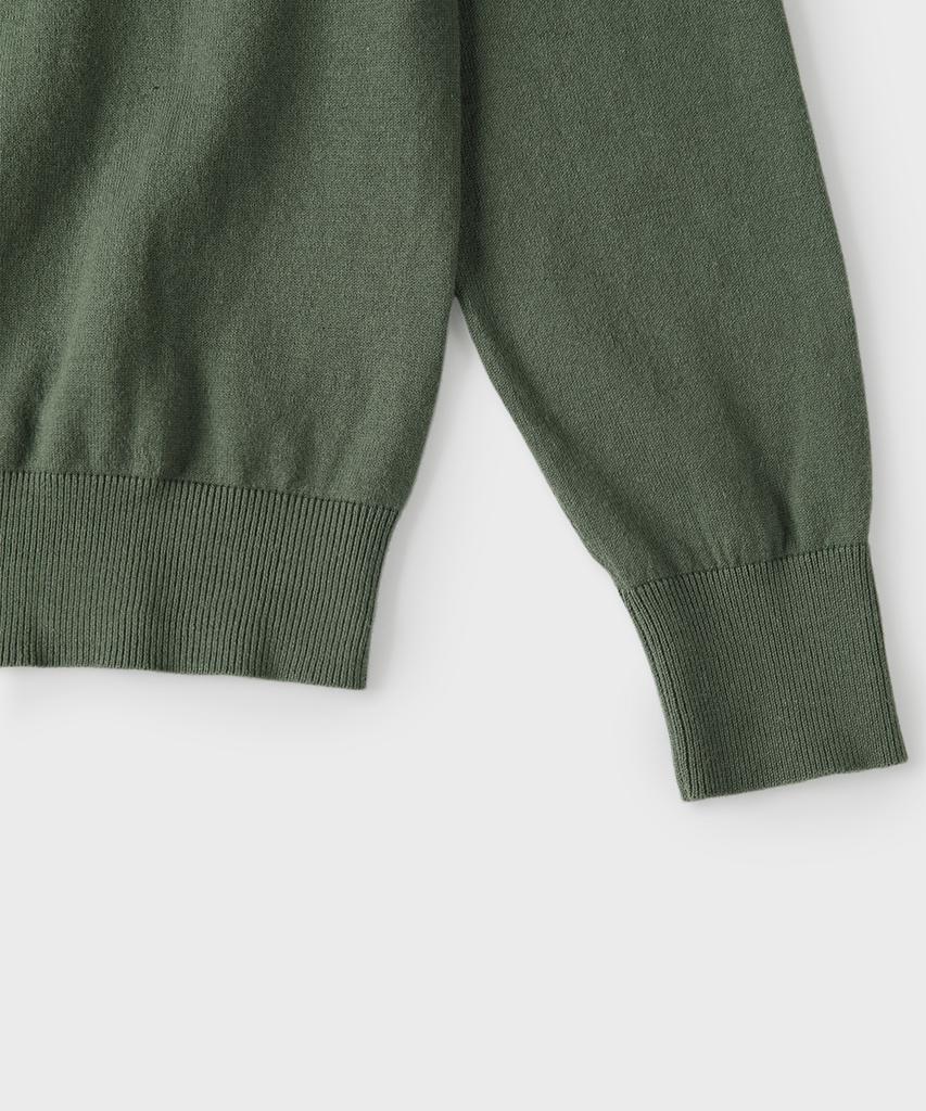 PANICALE Green Cotton Collared Knit