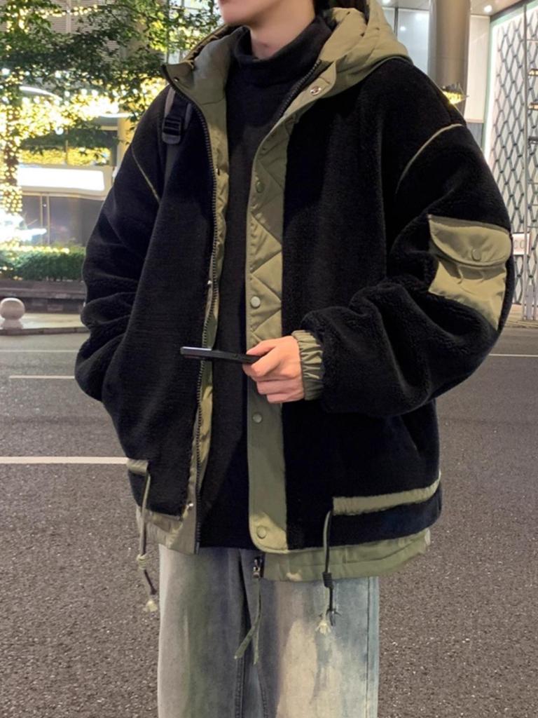 Men's Lambswool Cotton Winter Coat: Plus Velvet, Thickened, Plus Size, Youth Workwear Fleece Outerwear