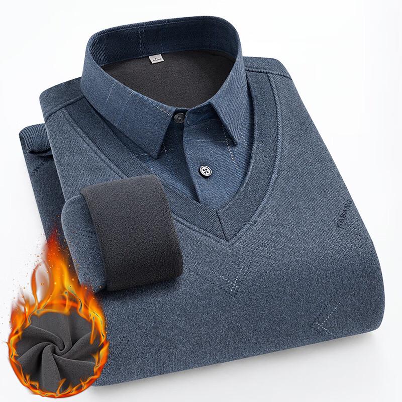 Ankley Men s Faux Two-Piece Thermal Shirt L