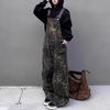 Damen Leopard Jumpsuits Y2k Kleidung Streetwear Weitbeinige Baggy Jumpsuits Mehrere Taschen Locker Cargo Overalls Rompers