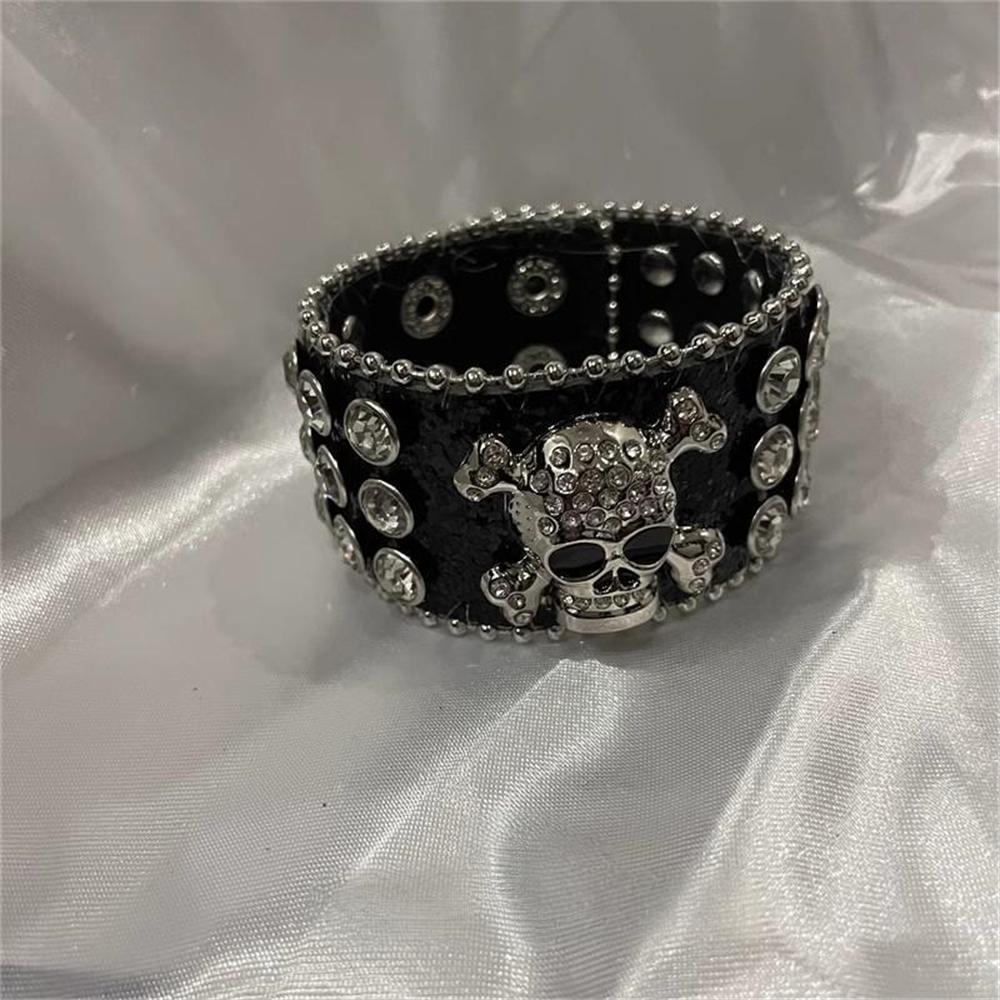 New Cross Bracelet for Men Hip Hop Spicy Girl Punk Rhinestone Handmade Personalized Leather Willow Nail Handmade