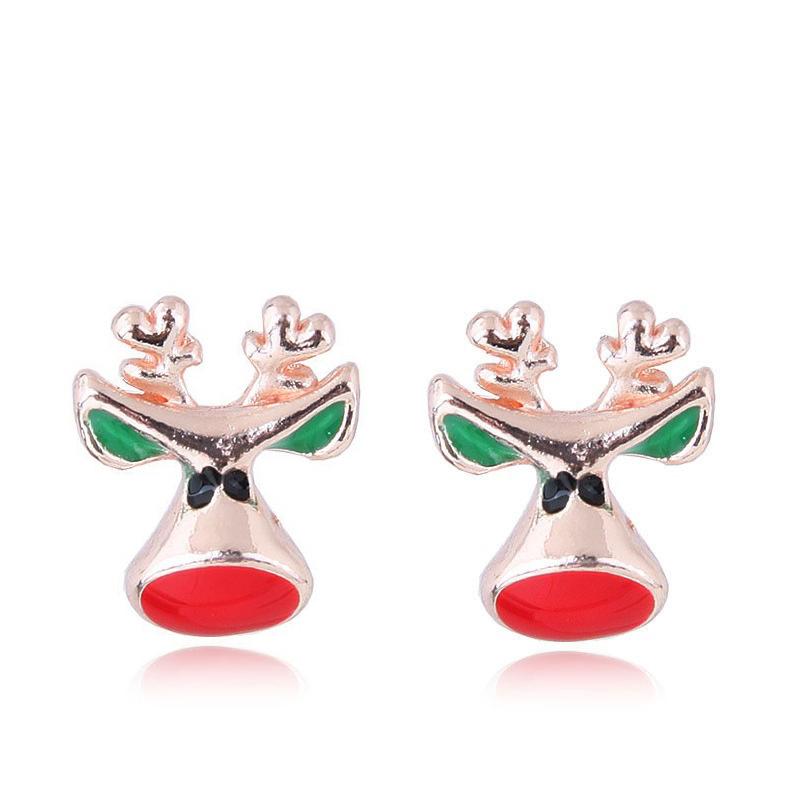 Cute Little Santa Elk Gift Earrings, Flash Diamond Christmas Tree Snowman Earrings