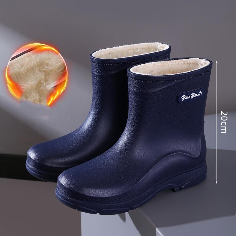 

Новые водонепроницаемые мужские сапоги из ПВХ для отдыха на природе, нескользящие рабочие туфли с флисовой подкладкой, теплые сапоги из хлопка для отдыха на природе, обувь для кухни, мужская обувь 44