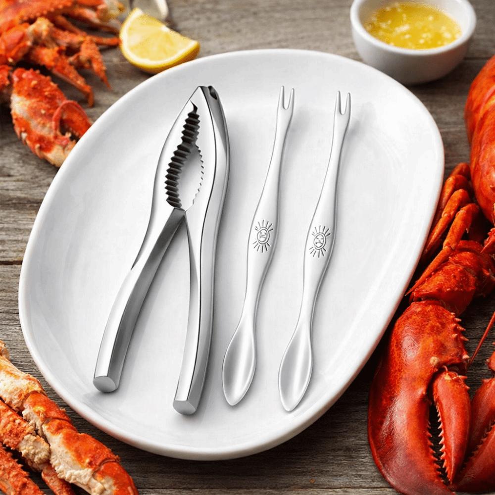 3Pcs/Set Stainless Steel Lobster Crackers and Picks Set Multi-functional Crab Tong  Home