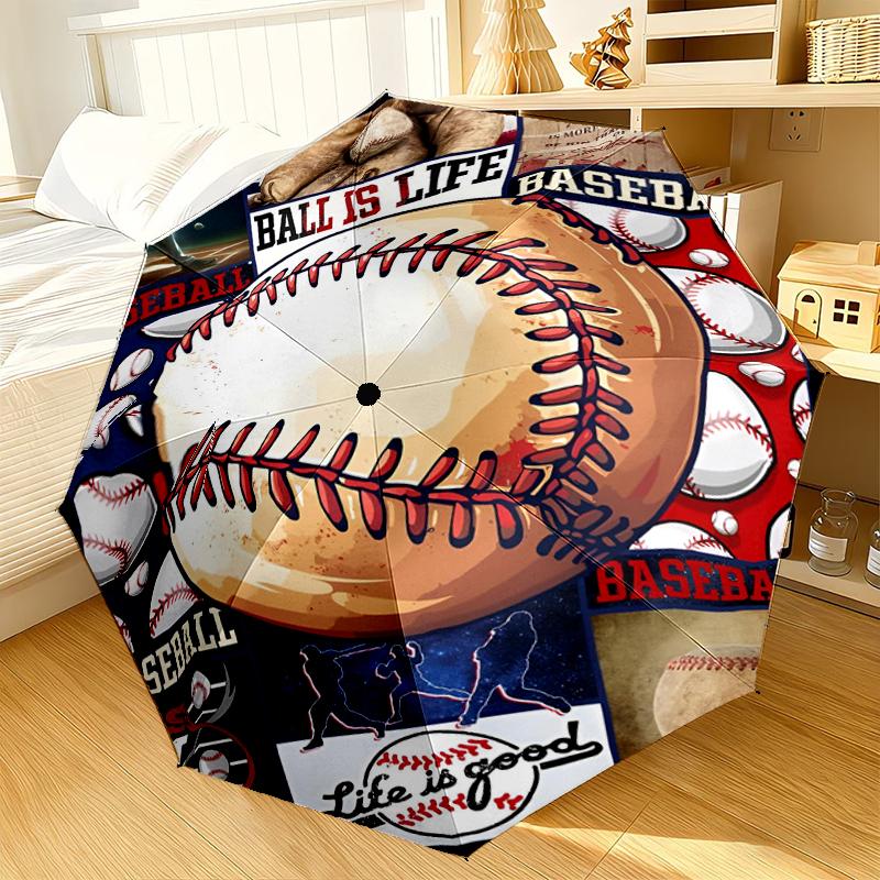 Ombrello Passione e Patrimonio del Baseball 8-Stecche per Viaggio, Campeggio, Ombrello Portatile Leggero Casual, Essenziale per ogni Famiglia Regalo per le Vacanze