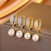 Water Drop Shaped Full Diamond Earrings Women'S Fashion High Sense Pearl Earrings Personality Temperament Ear Jewelry