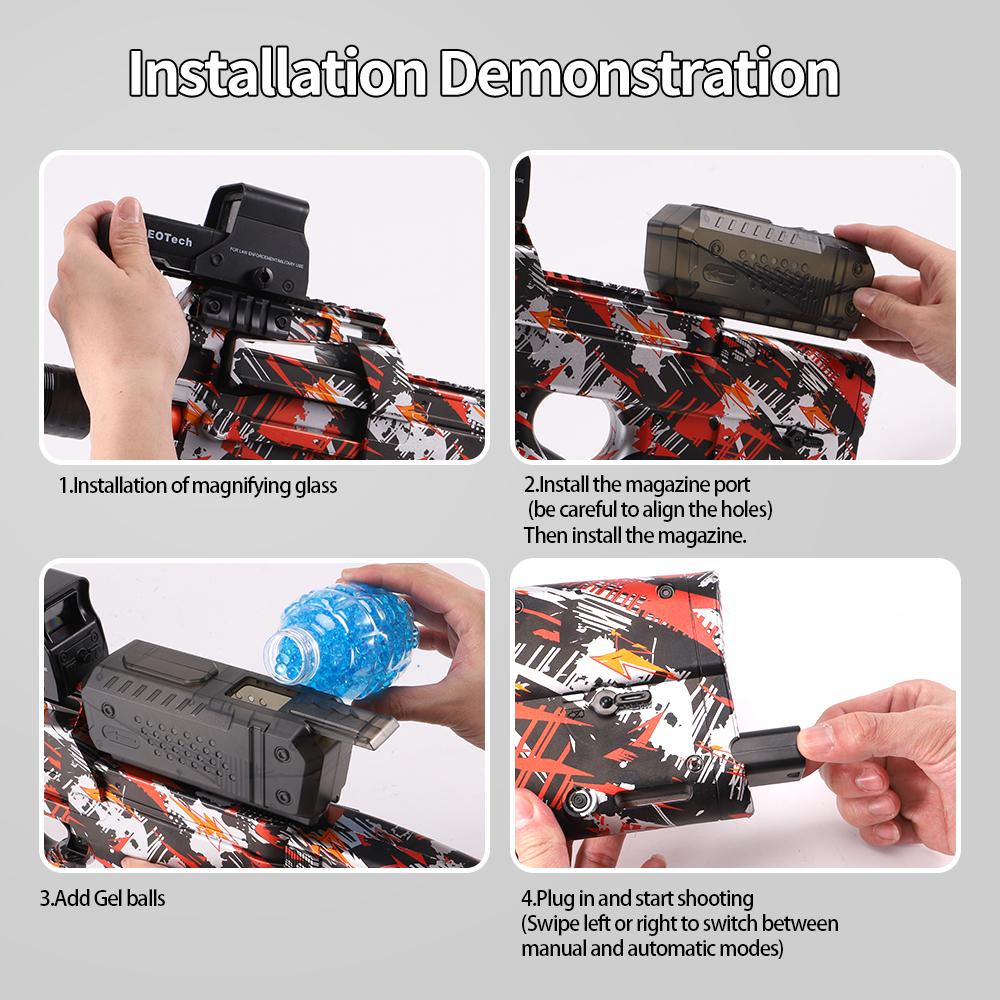 P90 Electric Gel Gun Toy Gun Fully Automatic Splash Ball Toy Gun Suitable for Outdoor Activities - Outdoor Shooting Team Game