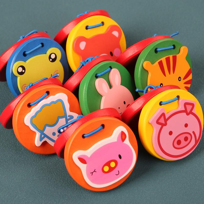 Creative Wooden Children'S Castanets Orff Musician Percussion Castanets Cartoon Animals Early Education Enlightenment Baby Toys