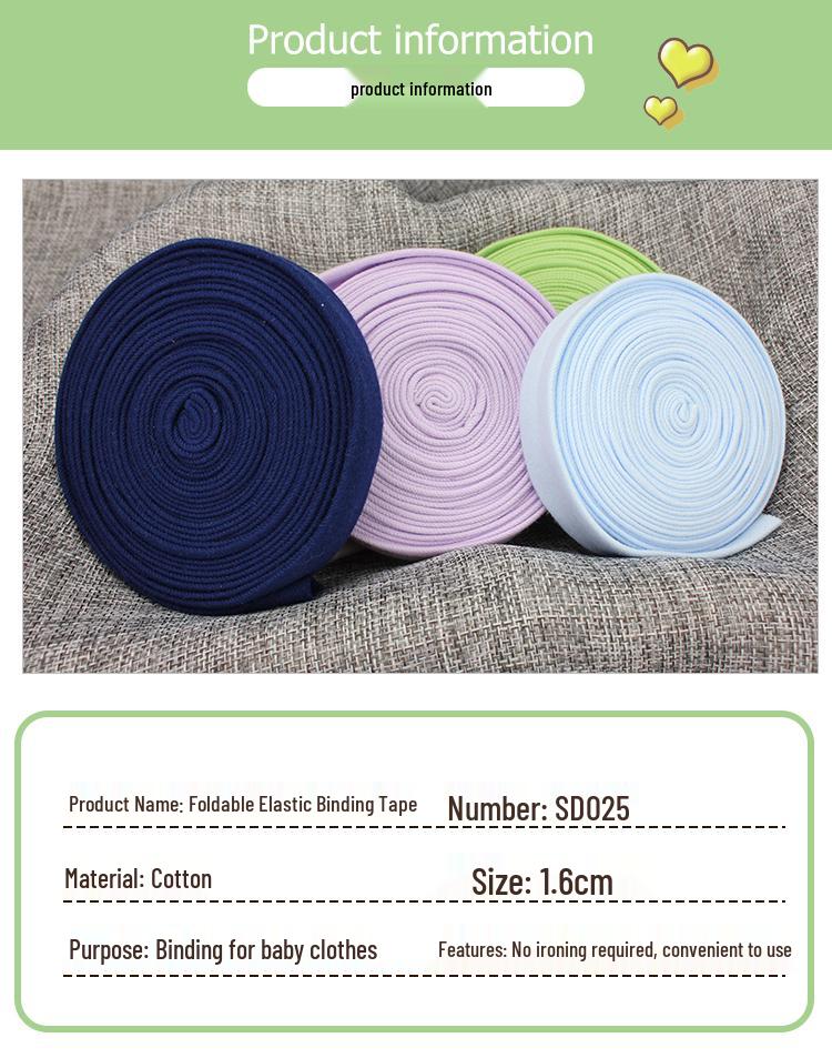 Elastic Cotton Knit Piping Tape for Baby Clothes and No-Iron Decoration