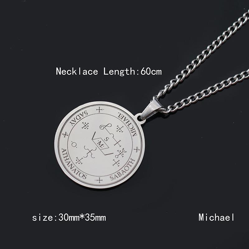 Nerezová ocel 7 Archandělů Amulet Přívěsek Náhrdelníky pro Muže Ženy Vintage Runový Vyvolávací Kouzelný Kruh Pečeť Štítek Krční Řetízek Šperky