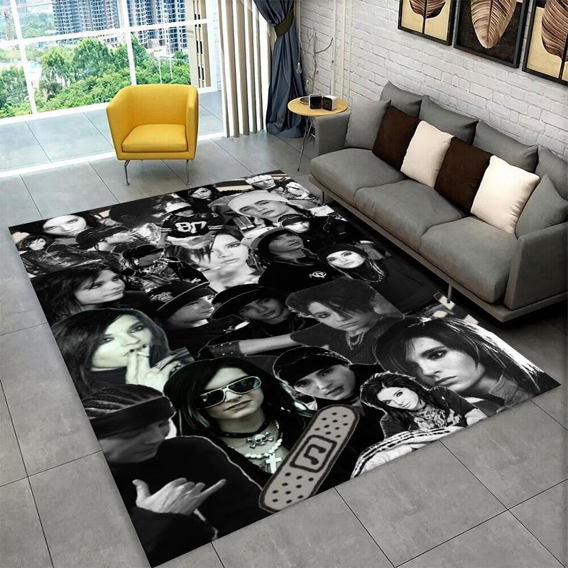 Tappeto Rock Band Tokio Hotel Bill Kaulitz per Camera da Letto Soggiorno Divano Sala Giochi Zerbino Decorazione Casa, Tappeto Area Bambini Antiscivolo