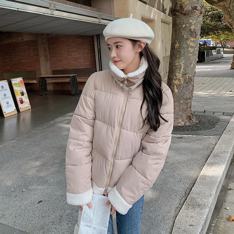 Winter new lamb wool small cotton-padded clothes women's short small lapel bread clothes cotton-padded jackets trendy