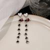 Silver Needle Simple Retro Love Earrings, Black Heart-shaped Water Drop Fringed Earrings, Personalized High-end Temperament Studs