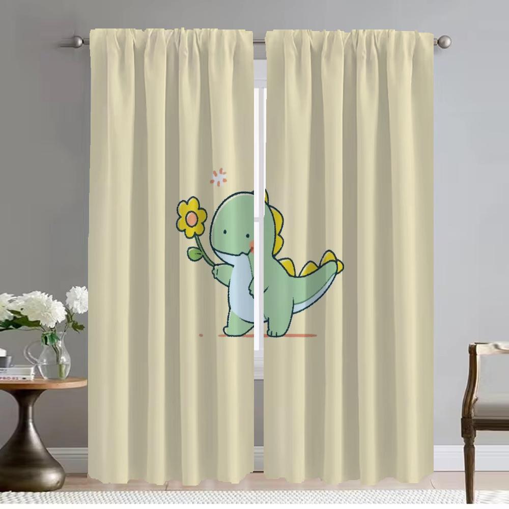 

Плотные шторы для гостиной, занавески на окна с маленьким динозавром, тюль для спальни, украшения на Хэллоуин, перегородки для кухни W50xH70cmx2pcs-CL