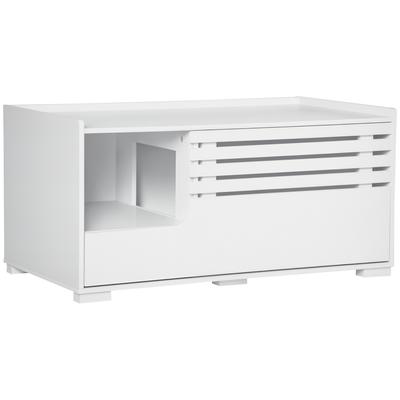 Armário para gatos com 2 prateleiras, design 2 em 1, porta magnética, branco