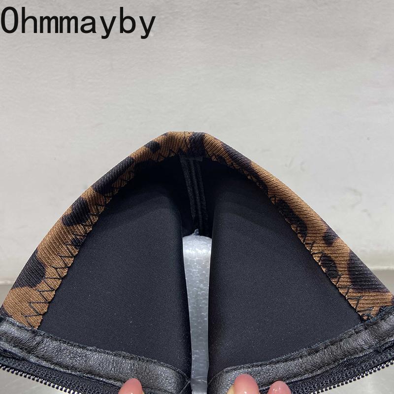 Punk Style Platform Heel Women Ankle Boots Fashion Elegant Leopard Print Shoes Autumn Winter Laides Concise Short Booties