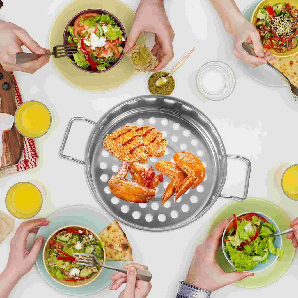 Over Sink Strainer for Oil Big Hole Cold Shrimp Colander Pasta Scoops Food Serving Spoon Large Filter Vegetable Stainless Steel