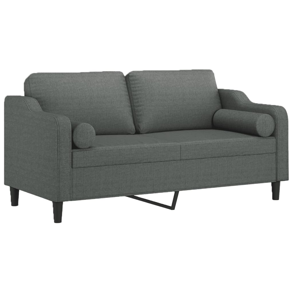 Vidaxl 2-Seater Sofa With Cushions, Dark Gray, 140 Cm, Fabric