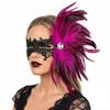 Feather Side Headpiece with Lace Eye Mask for Carnival Parade Masquerade Ball Mardi Gras Party Samba Dance Costume Outfit