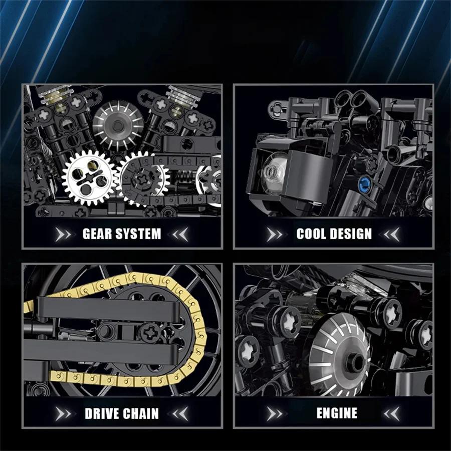 NEW Technical Motorcycle Assemble Model Duke Harleys Motorbike Racing Car Building Blocks Bricks Toys Christmas birthday gifts