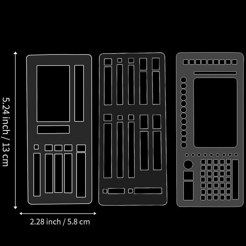 3Pcs Handmade Flexible Record Template Reusable Stencils Drafting Tools For Journaling Checklists Boxes Lines & Daily Planning
