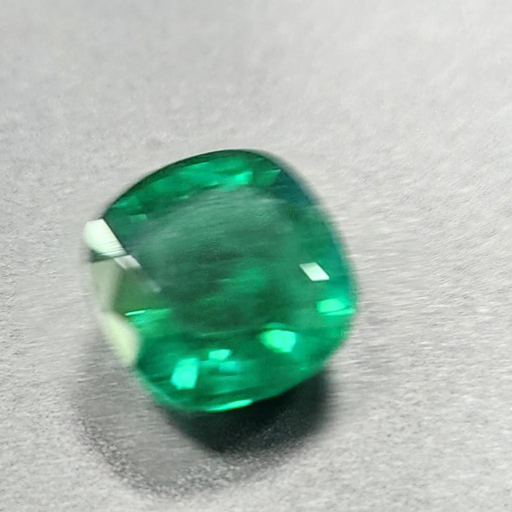 Certified Natural Zambian Green Emerald 9.75 Ct Cushion Cut Loose Gemstone