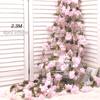 Artificial Sakura Flowers Vine Hanging Fake Floral Garland Home Garden Wedding Arch Party Cherry Blossom Wall Decor Arrangement