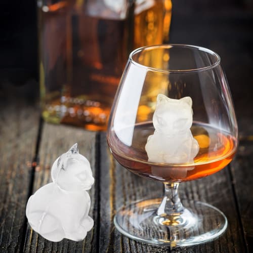 Donano Cute Cat Silicone Ice Cube Tray with Lid, Easy to Remove Ice, Durable for Freezing (Green)