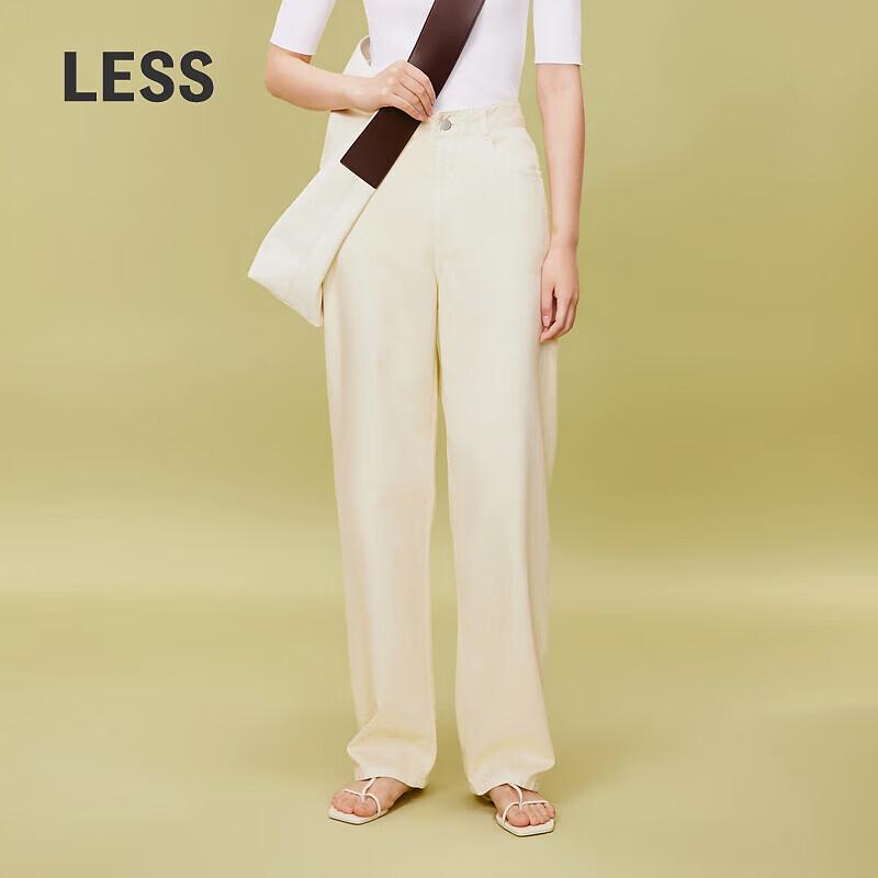 LESS Women's Lyocell Cotton Straight Wide-Leg Jeans