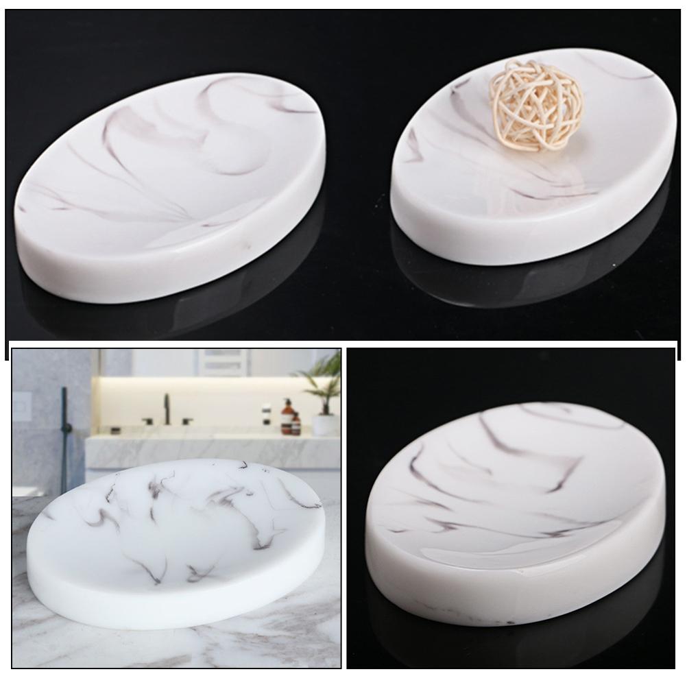 Resin Marble Pattern Soap Dish Soap Tray Bathroom Holder Decorative Bar Container Portable Dishes White Modern
