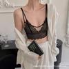 French Gathering Lace Underwear Women's Summer Thin Breathable Small Sexy Back Triangle Cup No Steel Ring Bra