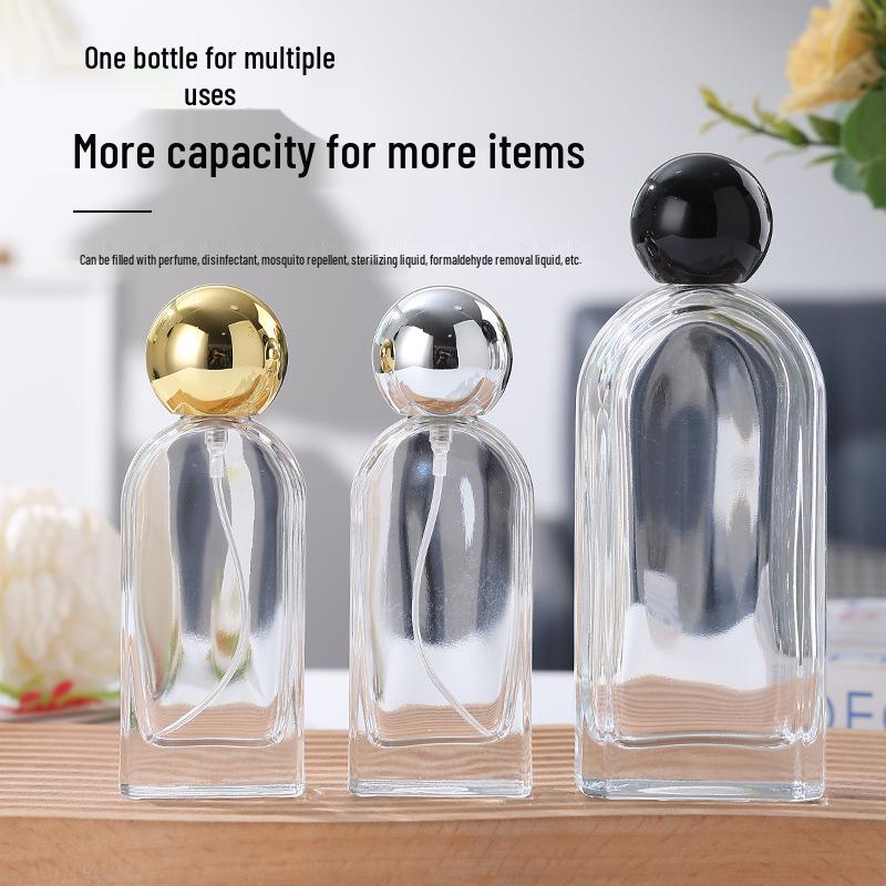 Transparent Glass Spray Perfume Decanter Bottle - Small Cylindrical Design