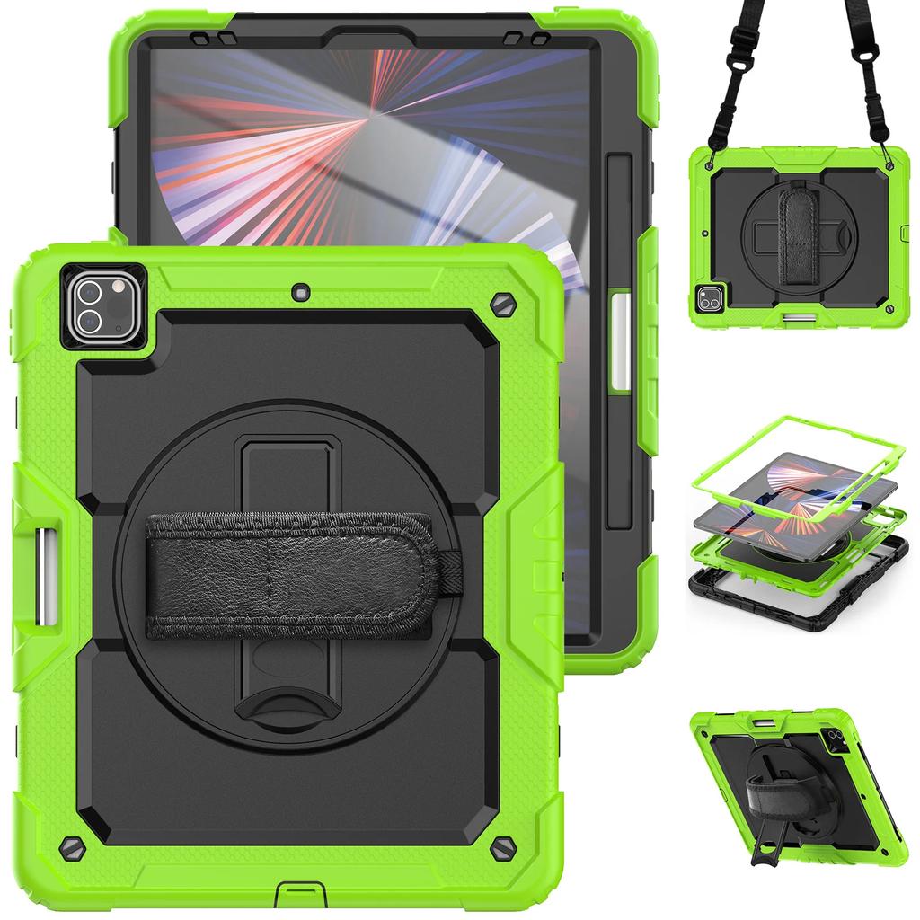 For iPad Pro 11 12.9 13 Inch Case Shockproof Stand Tablet Cover iPad Air 11 4 5 10.9 10th 11th Generation Cases+PET Screen+Strap