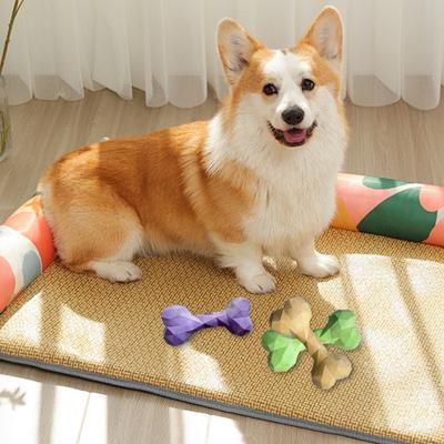 Faceted Bone Dog Toy Rubber Dog Chew Toy Teeth Cleaning Dog Bone Toy for Aggressive Chewers Puppy Teething Interactive Fetch Play