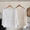DIMANAF 2024 T-Shirt Women Knitting Lace Vest O-Neck Hollow Summer Style Long Sleeve Basic White Tops Tees Loose Clothing Bei