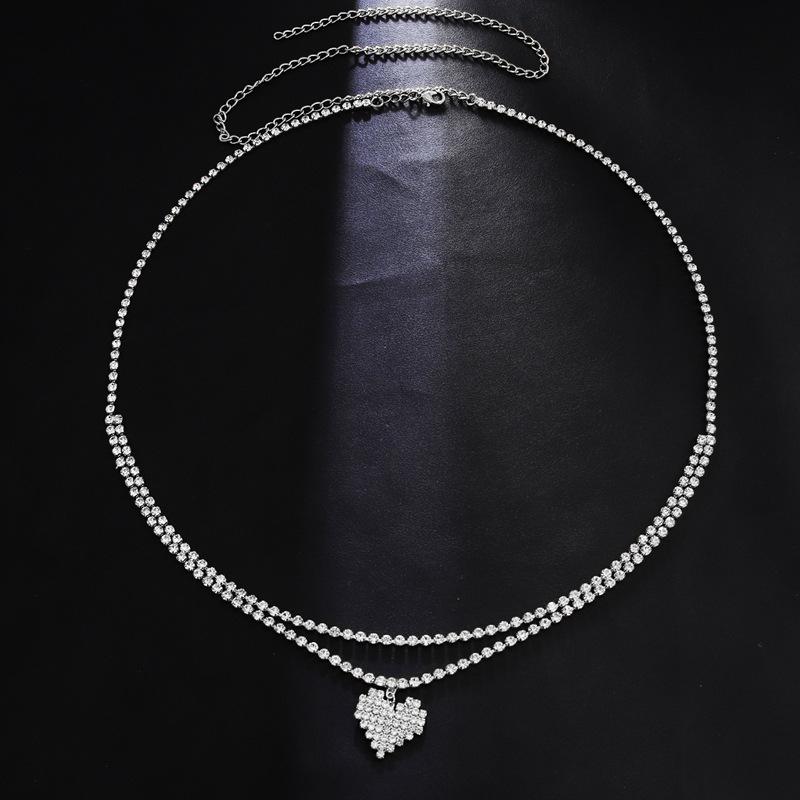 Y2K Waist Decor Chain For Women Trendy Heart Pendant Jewelry Belt Glitter Sexy Body Chain Girls Fashion Waist Decoration Chain