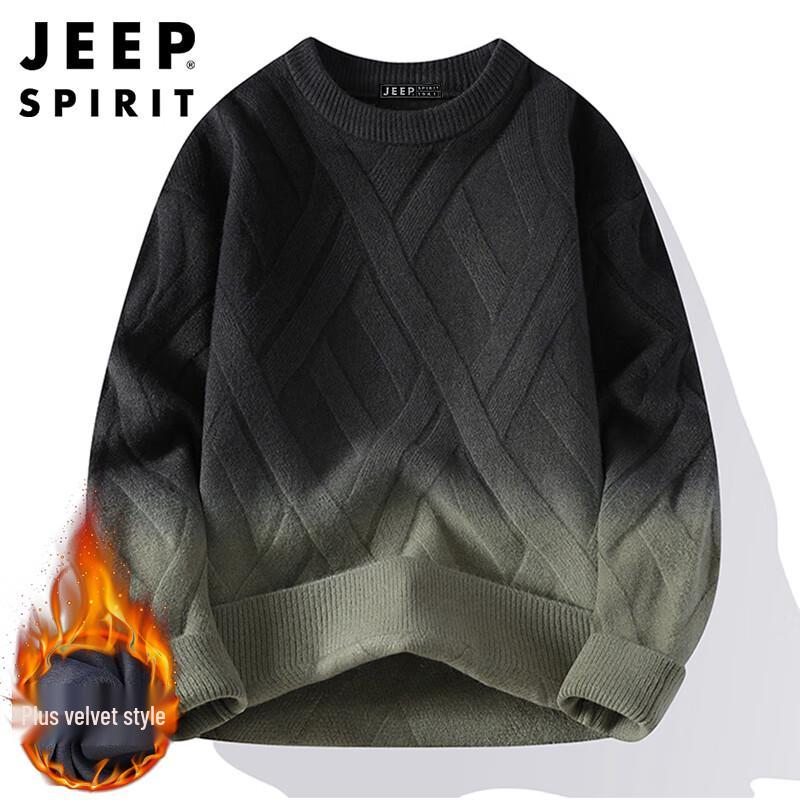 JEEP SPIRIT Men's Gradient Round Neck Sweater