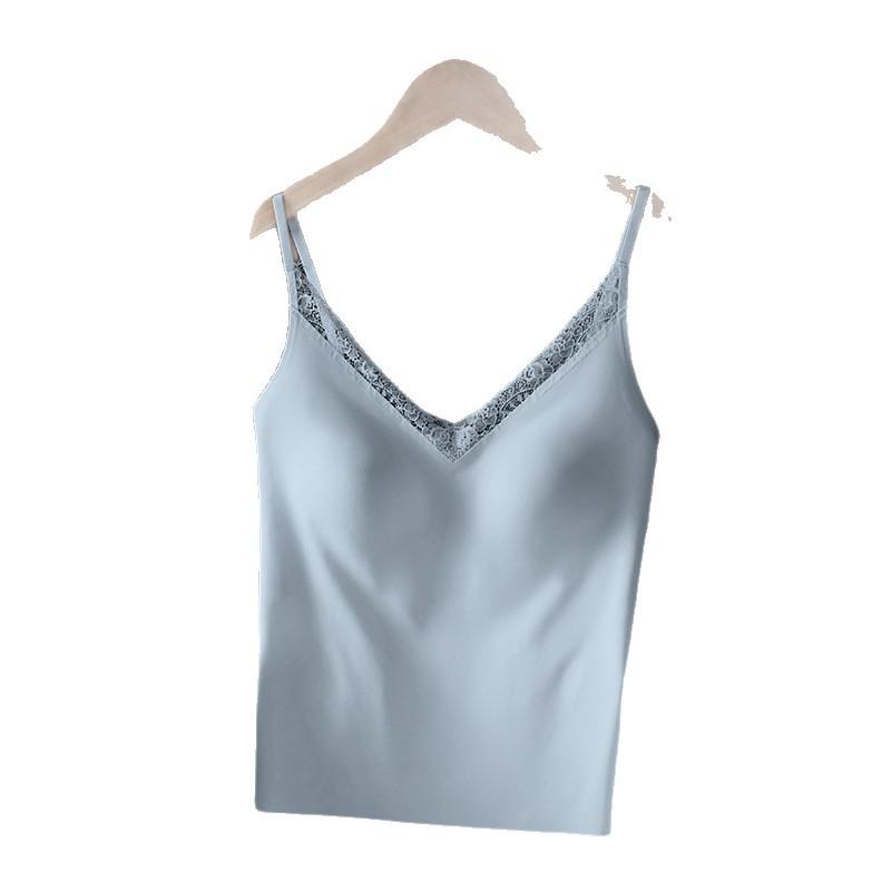 Lace Sexy Liquid Foundation Suspender Small Vest Women's Belly Cover with Chest Pad Beautiful Back Wear Inside Top White Underwear