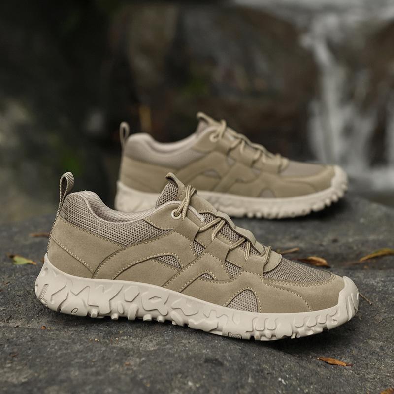 Men's Shoes 2025 Summer New Outdoor Breathable Mesh Non-slip Sports Shoes Low-top Travel Lace-up Hiking Casual Shoes