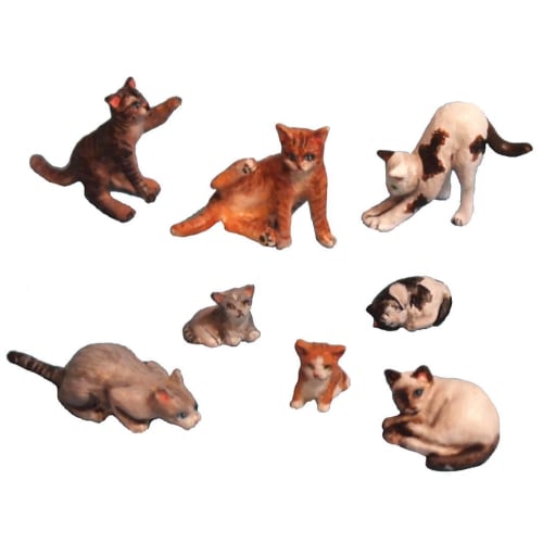 ML051 Cat Set Ver.2 Cat 8 Animals Set 1/35 To 1/32 Garage Kit Figure (japan Import) by Aurora Model