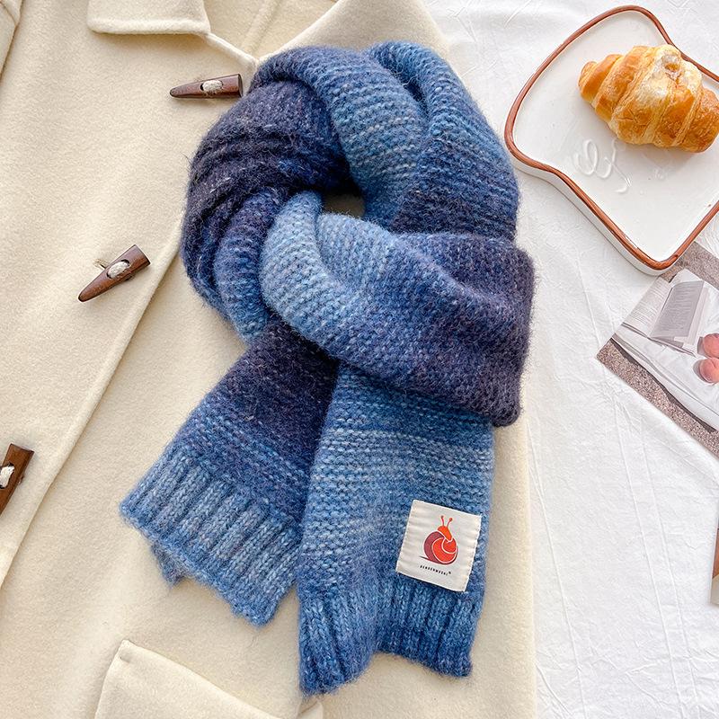 

Содержит шерсть постепенное изменение снижение возраста стиль девушки новый шарф женский зимний универсальный вязаный шерстяной шарф синий