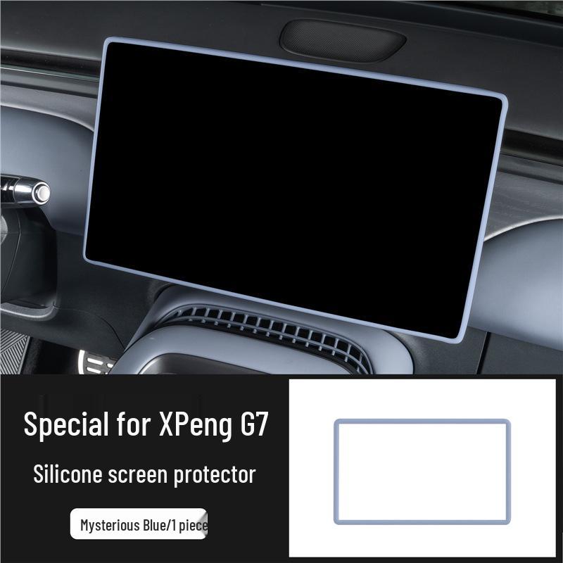 Silicone Protective Frame for XPeng G7 Center Console Screen - Car Interior Decoration & Accessories.