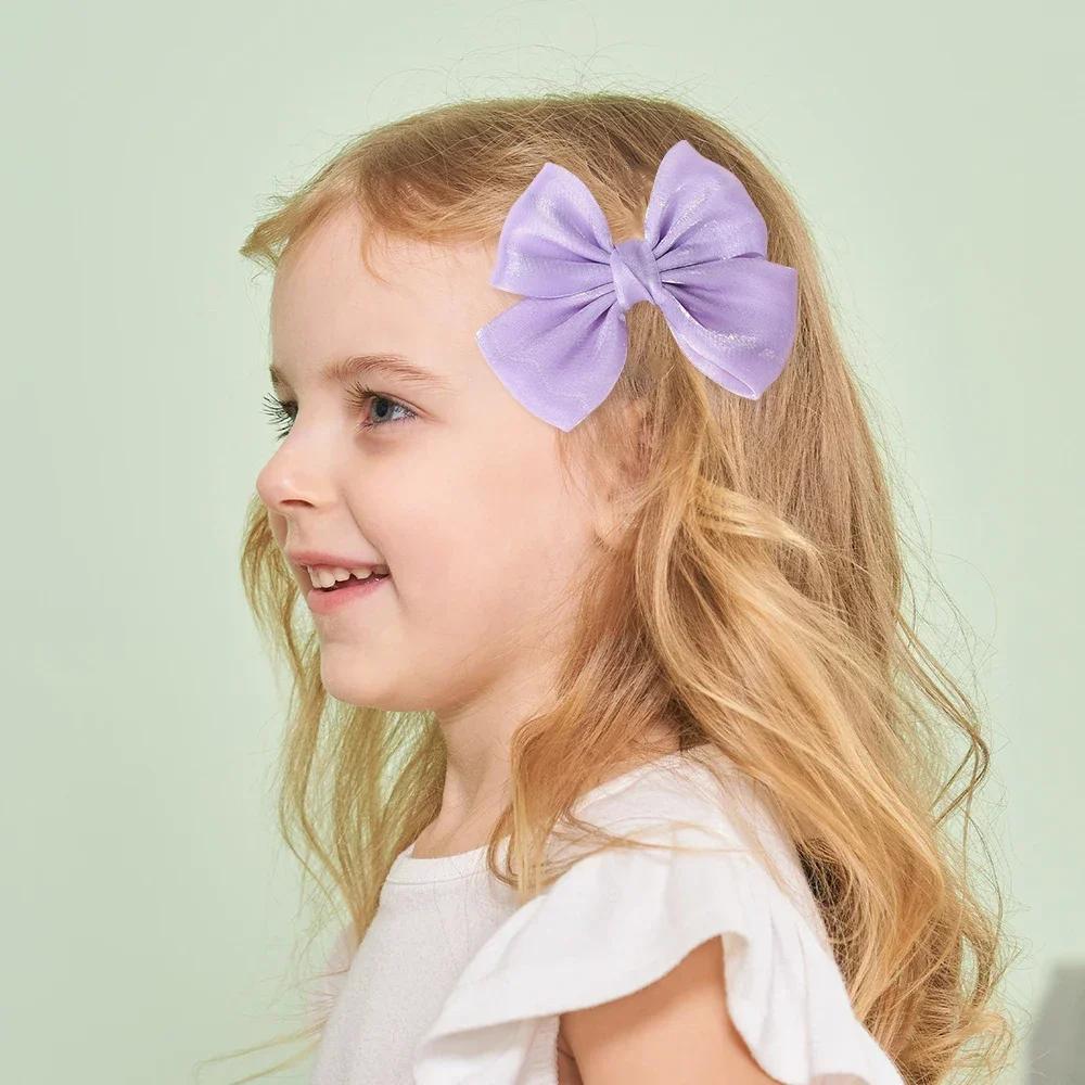 BABY BOWS 2Pcs 4.3inch Big Bows Chiffon Hair Clips Cheer Bowknot Hairpin Children Headdress Fashion Girls Hair Accessories